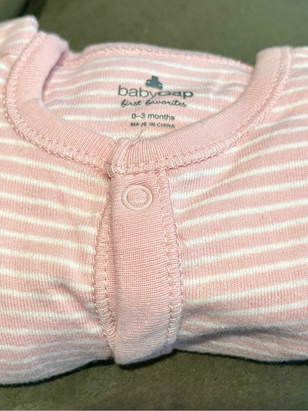 GAP Baby Pink Striped & Solid Footed One-Piece Set